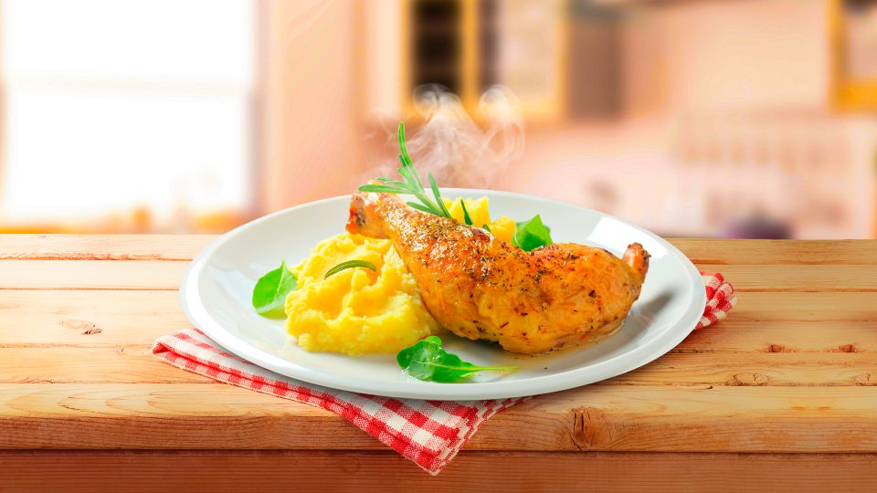 MENU POLLO AL HORNO CON PURE DE PATATA